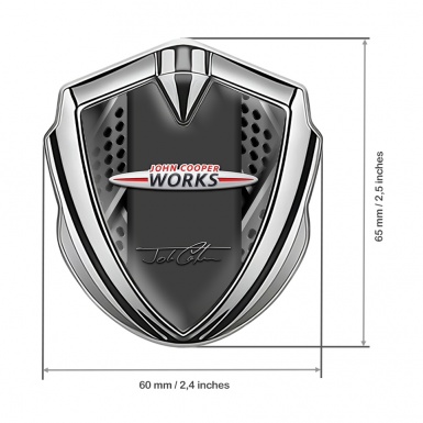 Mini Cooper 3D Car Metal Badge Silver Grey Blades John Cooper Works