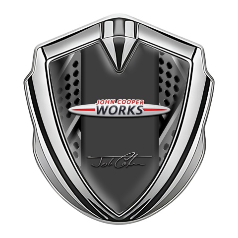 Mini Cooper 3D Car Metal Badge Silver Grey Blades John Cooper Works