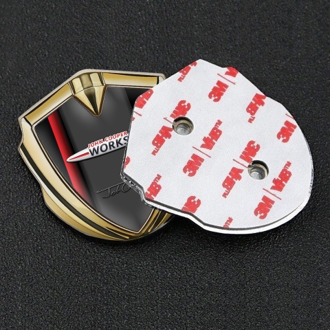 Mini Cooper Tuning Badge Self Adhesive Gold Red Stripe John Cooper Logo