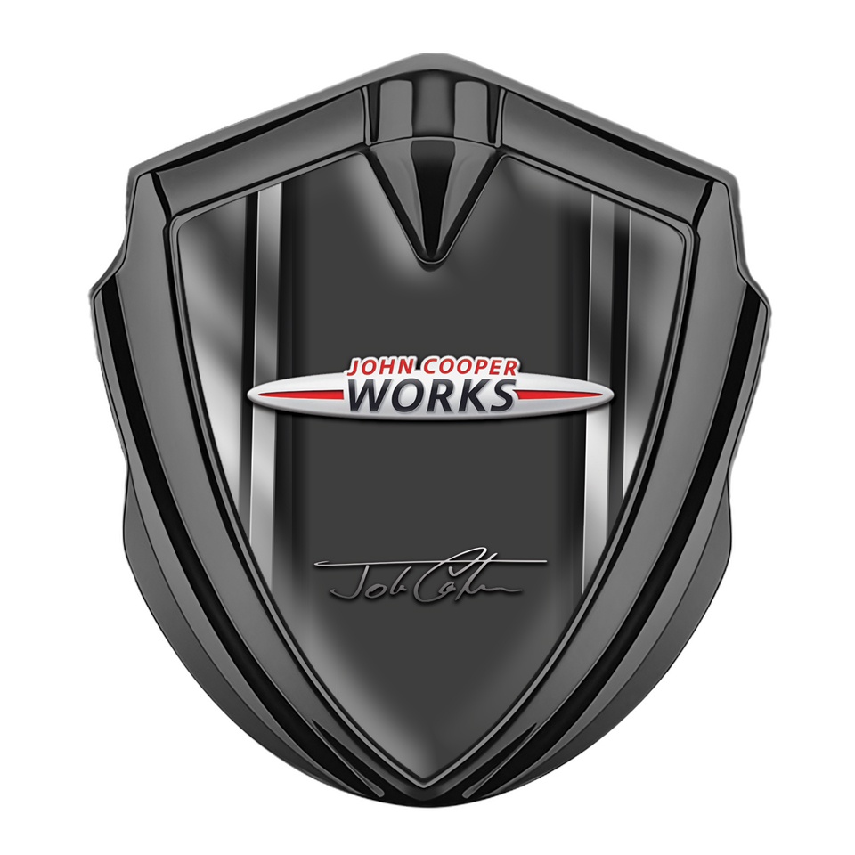 Mini Cooper Bodyside Emblem Graphite Grey Gradient John Cooper Works, Metal Emblems, Accessories