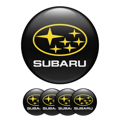Subaru Center Hub Dome Stickers Yellow Logo Star