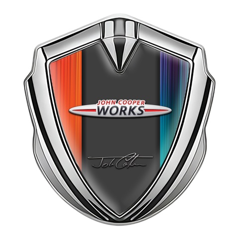 Lamborghini Trunk Emblem Badge Silver Multicolor John Cooper Signature