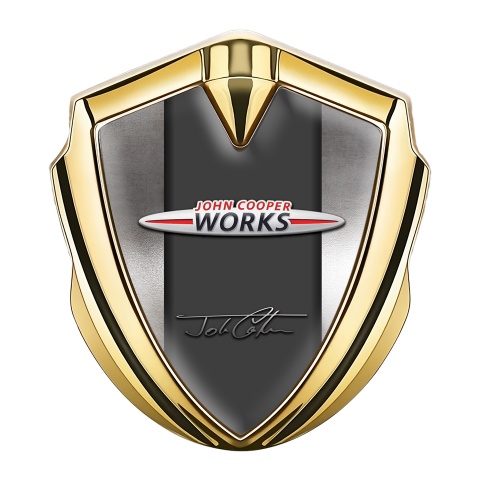 Mini Cooper Trunk Emblem Badge Gold Metallic Base John Cooper Works