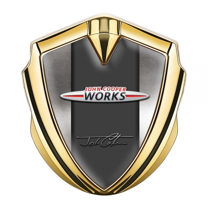 Mini Cooper Trunk Emblem Badge Gold Metallic Base John Cooper Works