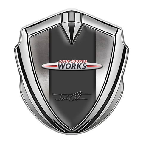 Mini Cooper Trunk Emblem Badge Silver Metallic Base John Cooper Works