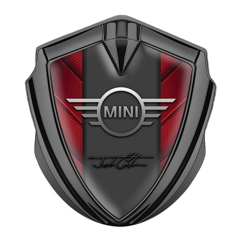 Mini Cooper 3D Car Metal Emblem Graphite Red V Hex John Cooper Signature