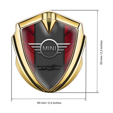 Mini Cooper 3D Car Metal Emblem Gold Red V Hex John Cooper Signature