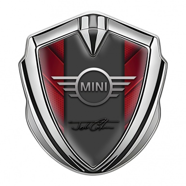 Mini Cooper 3D Car Metal Emblem Silver Red V Hex John Cooper Signature