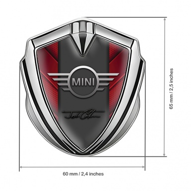 Mini Cooper 3D Car Metal Emblem Silver Red V Hex John Cooper Signature
