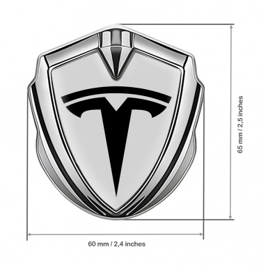 Tesla Tuning Emblem Self Adhesive Silver Grey Base Black Logo Design