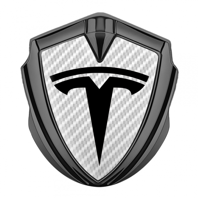Tesla Fender Metal Emblem Graphite White Carbon Black Logo Edition