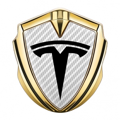 Tesla Fender Metal Emblem Gold White Carbon Black Logo Edition