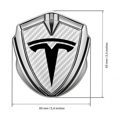 Tesla Fender Metal Emblem Silver White Carbon Black Logo Edition