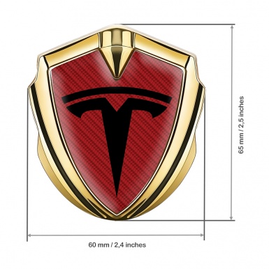 Tesla Self Adhesive Bodyside Emblem Gold Red Carbon Black Edition