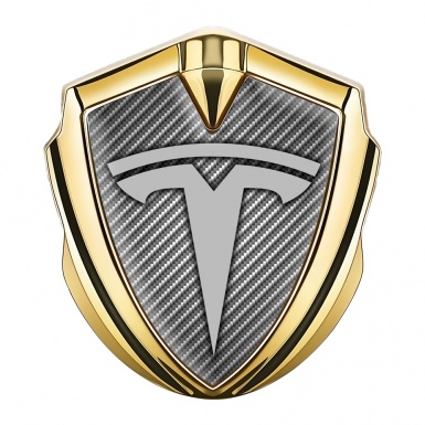 Tesla Tuning Emblem Self Adhesive Gold Light Carbon Grey Logo