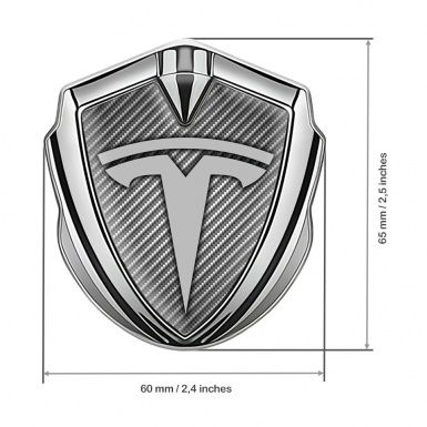 Tesla Tuning Emblem Self Adhesive Silver Light Carbon Grey Logo