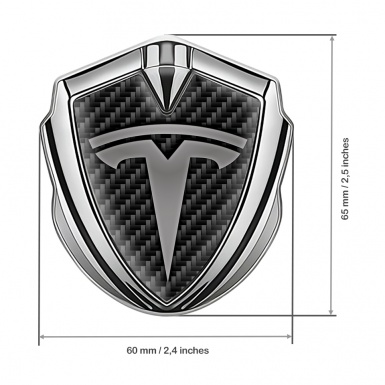 Tesla Trunk Emblem Badge Silver Black Carbon Grey Design