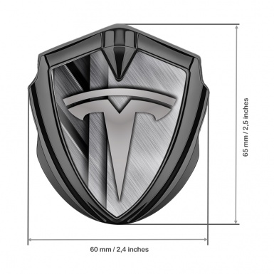 Tesla Bodyside Emblem Graphite Brushed Metal Effect Grey Logo