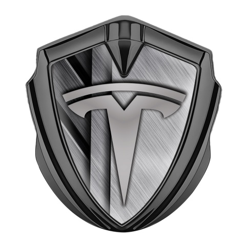 Tesla Bodyside Emblem Graphite Brushed Metal Effect Grey Logo