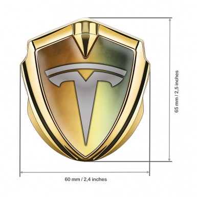 Tesla Tuning Emblem Self Adhesive Gold Multicolor Grey Logo