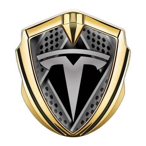 Tesla Fender Emblem Badge Gold Black Blades Style Grey Logo