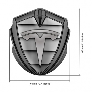 Tesla Trunk Metal Emblem Badge Graphite Grey Shutter Logo Design