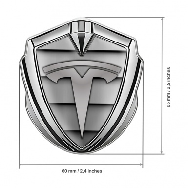 Tesla Trunk Metal Emblem Badge Silver Grey Shutter Logo Design