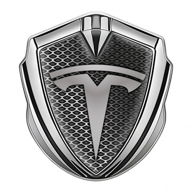 Tesla Self Adhesive Bodyside Emblem Silver Grey Grill Edition