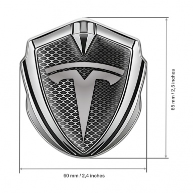 Tesla Self Adhesive Bodyside Emblem Silver Grey Grill Edition