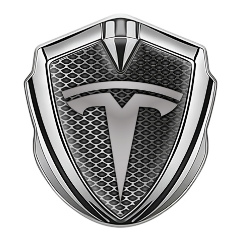 Tesla Self Adhesive Bodyside Emblem Silver Grey Grill Edition