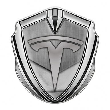 Tesla Bodyside Emblem Silver Metallic Grey Accent Logo Design