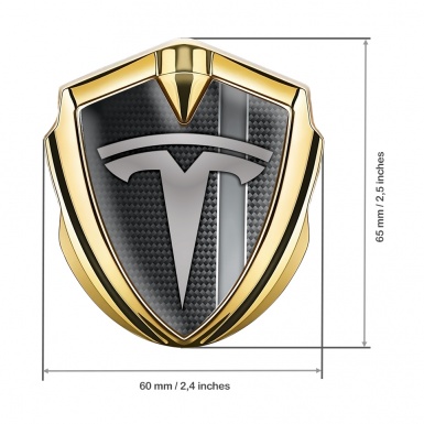 Tesla Self Adhesive Emblem Gold Black Carbon Grey Stripe Edition