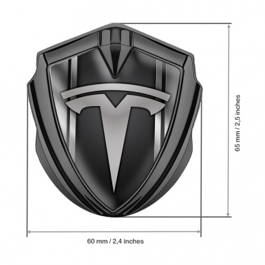 Tesla 3D Car Metal Emblem Graphite Metallic Effect Stripes Design