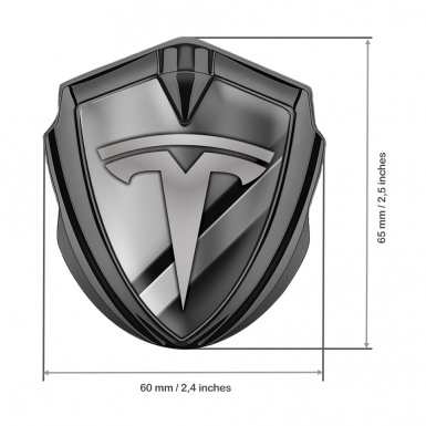 Tesla Bodyside Emblem Graphite Metallic Diagonal Stripes Design