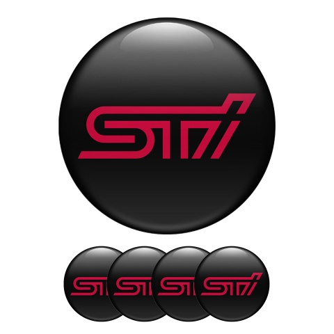 Subaru Silicone Stickers Center Hub STI Black and Red