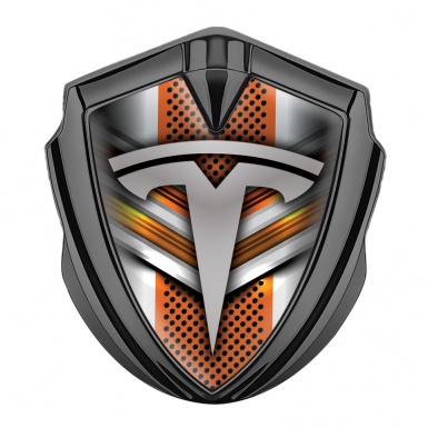 Tesla Fender Emblem Badge Graphite Orange Elements Edition