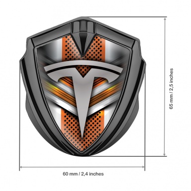 Tesla Fender Emblem Badge Graphite Orange Elements Edition