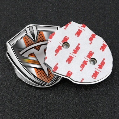 Tesla Fender Emblem Badge Silver Orange Elements Edition