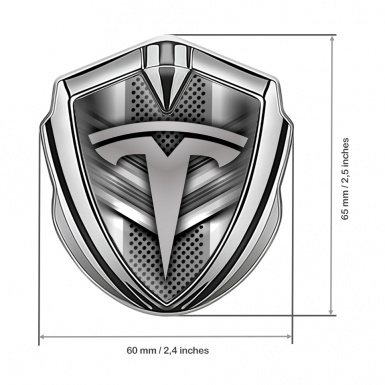 Tesla Fender Metal Emblem Badge Silver Grey Elements V Design