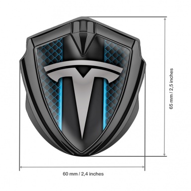 Tesla Trunk Emblem Badge Graphite Blue Grid Straight Line Design