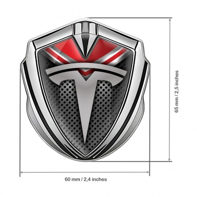 Tesla Tuning Emblem Self Adhesive Silver Red Cap Edition