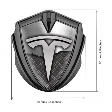 Tesla 3D Car Metal Emblem Graphite Half Metal Plate Edition