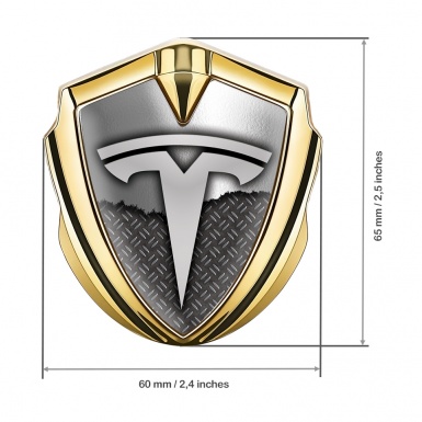 Tesla 3D Car Metal Emblem Gold Half Metal Plate Edition