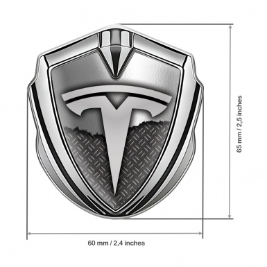Tesla 3D Car Metal Emblem Silver Half Metal Plate Edition