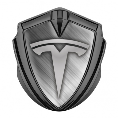 Tesla Tuning Emblem Self Adhesive Graphite Brushed Aluminum Effect