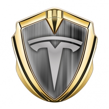 Tesla Fender Metal Emblem Gold Grey Spectrum Color Design