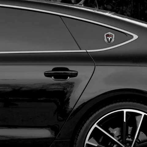 Tesla 3D Car Metal Emblem Silver Black Carbon Red Logo Design