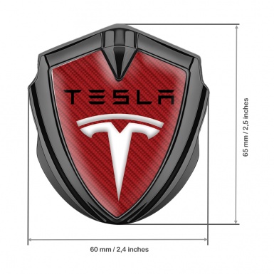 Tesla Fender Emblem Badge Graphite Red Carbon Black Logo Design