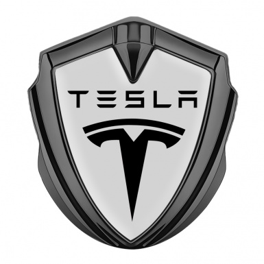 Tesla Trunk Emblem Badge Graphite Grey Template Black Logo Design