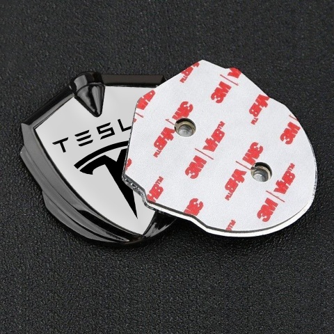 Tesla Trunk Emblem Badge Graphite Grey Template Black Logo Design
